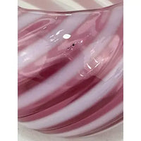 Cranberry Opalescent Reverse Swirl Art Glass Bowl