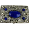 Czech Lapis Glass Marcasite Brooch