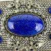 Czech Lapis Glass Marcasite Brooch