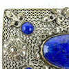 Czech Lapis Glass Marcasite Brooch