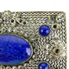 Czech Lapis Glass Marcasite Brooch