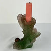 Daum France Pate De Verre Snail and Leaf Candlestick