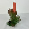 Daum France Pate De Verre Snail and Leaf Candlestick