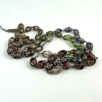 Diroma Multicolor Sterling Silver Rosary