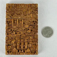 Early 20th Century Chinese Hand Carved Wood Card Case