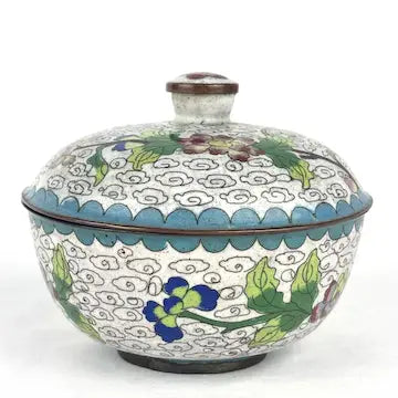 Early 20th Century Chinese White Cloisonne Lidded Bwol