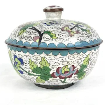 Early 20th Century Chinese White Cloisonne Lidded Bwol