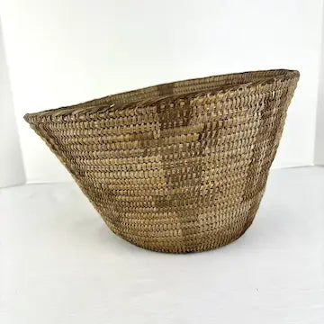 Early 20th c Papago Seed Basket With Cactus and Gila Monsters AS IS