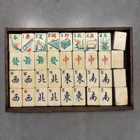 Early 20thc Mah Jongg Game with Bovine Tiles