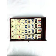 Early 20thc Mah Jongg Game Set with Bovine Bone Tiles in Wooden Box