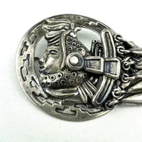 Early Mexican Silver Aztec Emporer Articulated Brooch