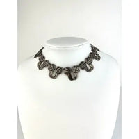 Early Mexican Silver Flower Choker Necklace