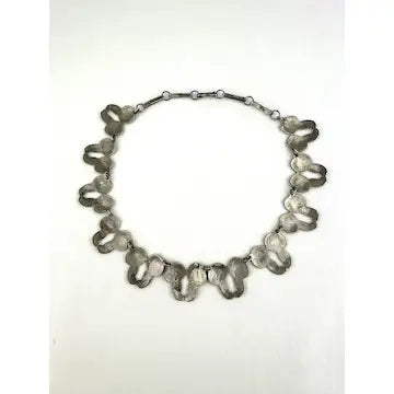 Early Mexican Silver Flower Choker Necklace