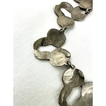 Early Mexican Silver Flower Choker Necklace