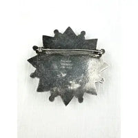 Early Mexican Silver Large Flower Brooch Signed Tobias