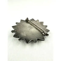 Early Mexican Silver Large Flower Brooch Signed Tobias