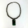 Early Mexican Silver Pearl Necklace with Malachite Pendant