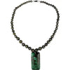 Early Mexican Silver Pearl Necklace with Malachite Pendant