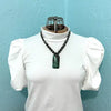 Early Mexican Silver Pearl Necklace with Malachite Pendant