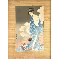 Edo Period Japanese Woodblock Print of Geisha and Cat by Utagawa Toyokuni