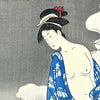 Edo Period Japanese Woodblock Print of Geisha and Cat by Utagawa Toyokuni