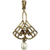 Edwardian 10K Pendant with Diamond Chip and Seed Pearl