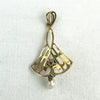 Edwardian 10K Pendant with Diamond Chip and Seed Pearl