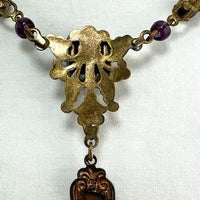 Edwardian Gold Filled Amethyst Glass Necklace