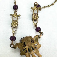 Edwardian Gold Filled Amethyst Glass Necklace