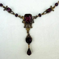 Edwardian Gold Filled Amethyst Glass Necklace