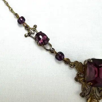 Edwardian Gold Filled Amethyst Glass Necklace