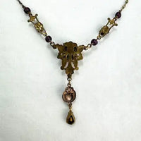 Edwardian Gold Filled Amethyst Glass Necklace