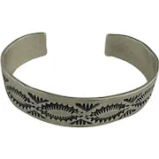 Fred Harvey Era Hand Stamped Silver Cuff Bracelet