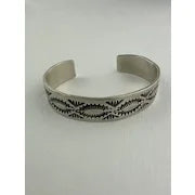 Fred Harvey Era Hand Stamped Silver Cuff Bracelet