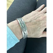 Fred Harvey Era Hand Stamped Silver Cuff Bracelet