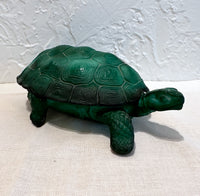 Vintage Czech Art Deco Malachite Glass Turtle Trinket Box by Curt Schlevogt