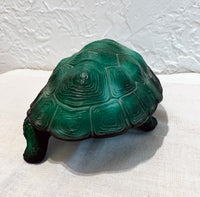 Vintage Czech Art Deco Malachite Glass Turtle Trinket Box by Curt Schlevogt