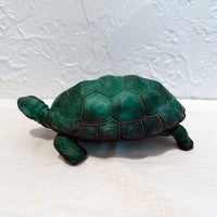 Vintage Czech Art Deco Malachite Glass Turtle Trinket Box by Curt Schlevogt