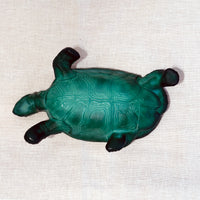 Vintage Czech Art Deco Malachite Glass Turtle Trinket Box by Curt Schlevogt