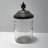 Vintage Etched Glass Pickle Jar with Silver Lid