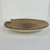 Gold Copper Vintage Hand Blown Art Glass Plate