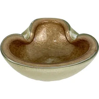 Gold Copper Vintage Hand Blown Art Glass Ashtray/Bowl