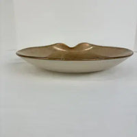 Gold Copper Vintage Hand Blown Art Glass Plate