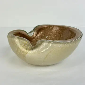 Gold Copper Vintage Hand Blown Art Glass Ashtray/Bowl