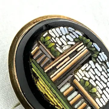 Grand Tour Era Micromosaic Brooch Roman Ruin