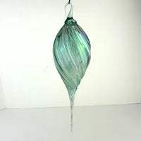 Hand Blown Iridescent Glass Hanging Ornament