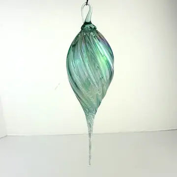 Hand Blown Iridescent Glass Hanging Ornament