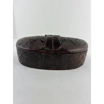 Hand Carved African Antique Tukula Box by Kuba Tribe