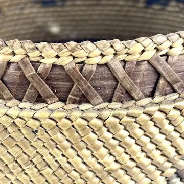 Hand Woven Nootka Lidded Basket with Muskrats