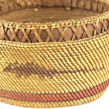 Hand Woven Nootka Lidded Basket with Muskrats